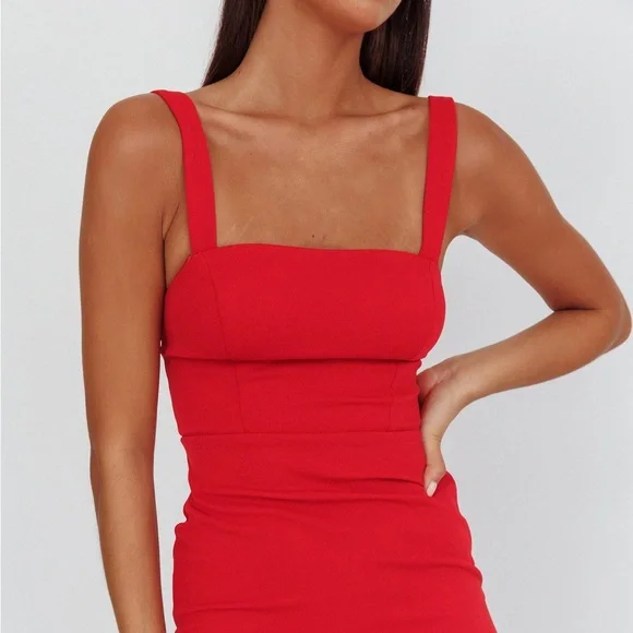 NWT Saints & Secrets Delighted Asymmetric Hem Maxi Dress Red - Picture 4 of 6